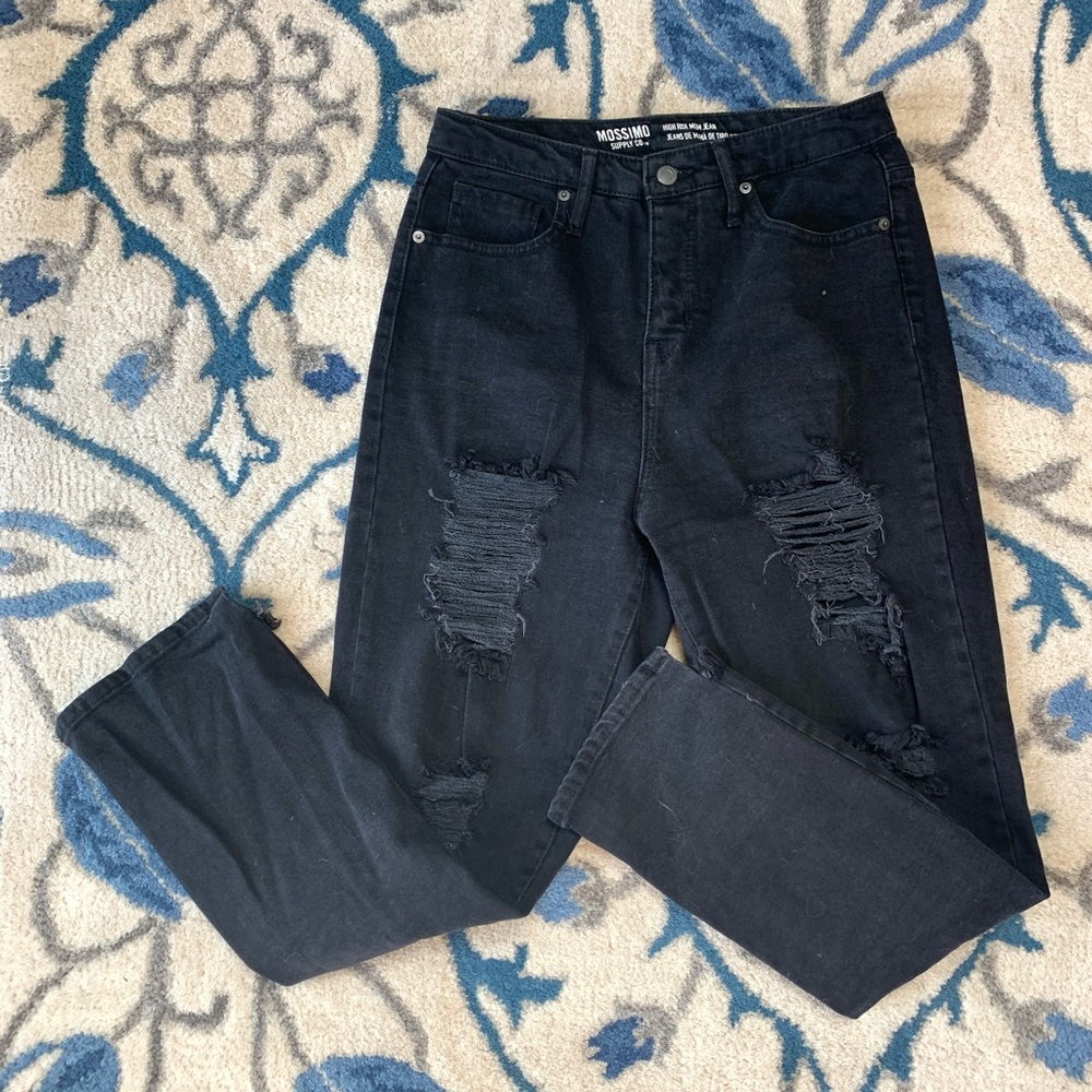 Washed black mom jeans